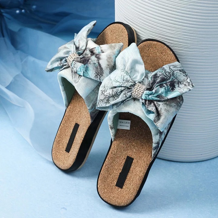 Papuci casual dama, eleganti, de vara, talpa pluta si fundita, Verde, 40