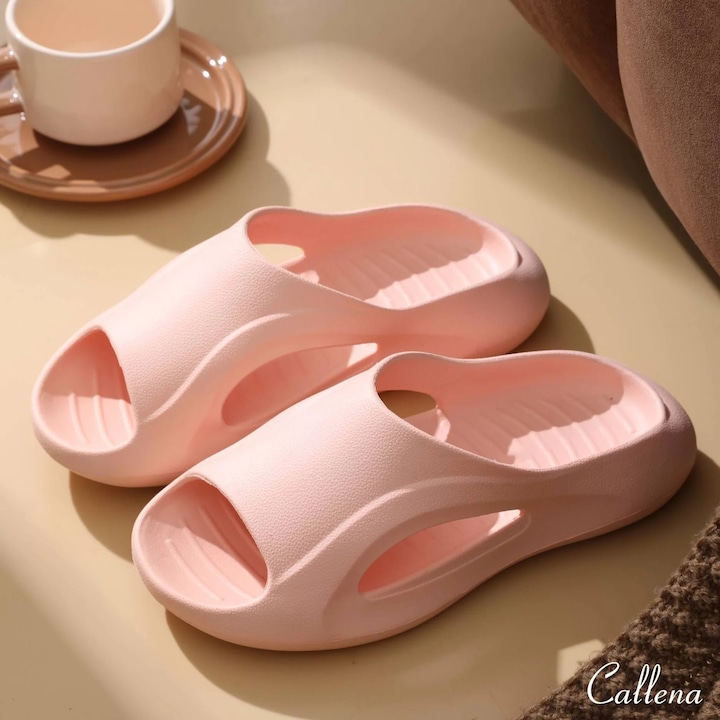 Papuci de casa, plaja, unisex, ergonomici, talpa antiderapanta groasa si lata, roz, 35-36 EU, Callena