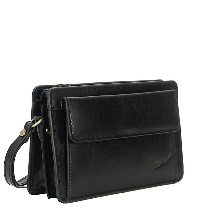 Borseta barbateasca de mana, KATANA 68111-01, piele naturala, Neagra