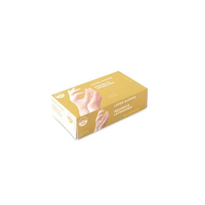 Manusi de unica folosinta, Sanix, latex pudrat, L, galben, set 100 buc.