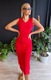 Rochie de vara, Och Bella, midi, rosu, tricotata, decolteu in V, bretele late