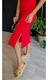 Rochie de vara, Och Bella, midi, rosu, tricotata, decolteu in V, bretele late