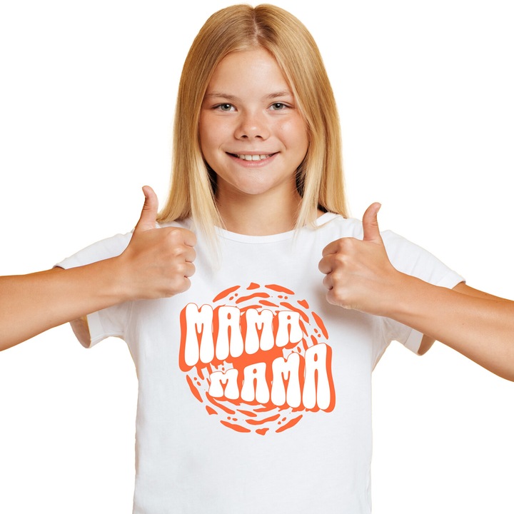 Gyerek póló absztrakt mintákkal Anya család szerelmes legjobb nő, elülső mintával, 100% pamut, fehér, 12 év