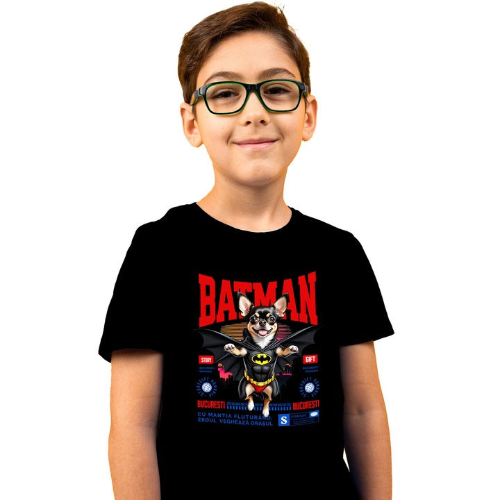 Szuperhősök Characters_79_KIDS_NAME_T-SHIRT, Fekete