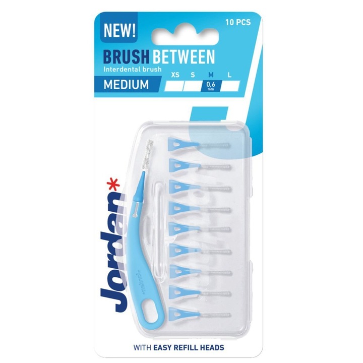 Klasszikus fogkefék, Jordan, 10 darabos készlet, ergonomikus nyél, puha fejek, többszínű