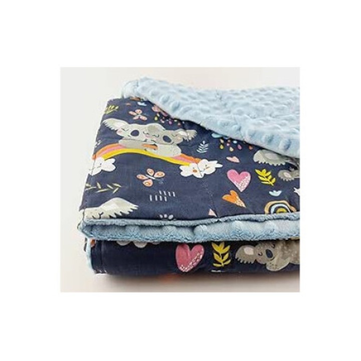 Patura cu greutate SENSORY OWL, verde sticla, 105x153cm, set 8 benzi, lavabila la masina