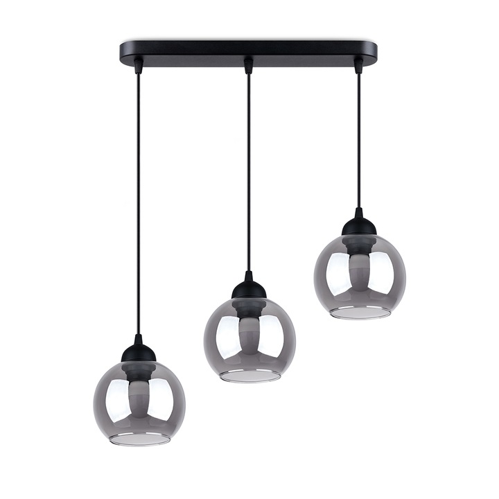 Lustra, Sollux Lighting, Alino, 3 surse de iluminat, neagra, 117 x 33 cm
