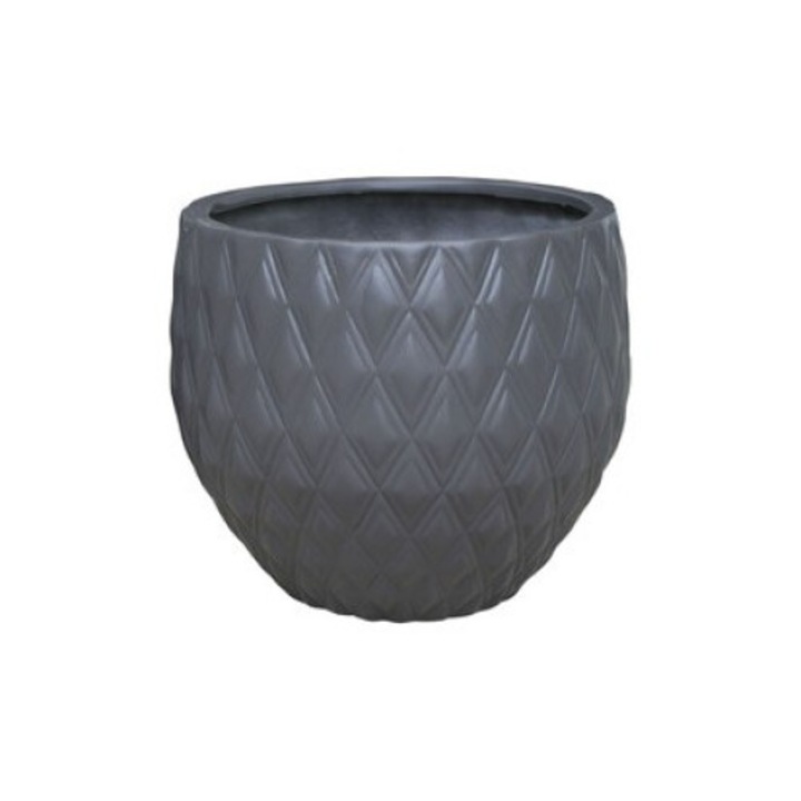 Donica gliniana ovala 24x24x24cm, Comfort Living, neagra, 1 set