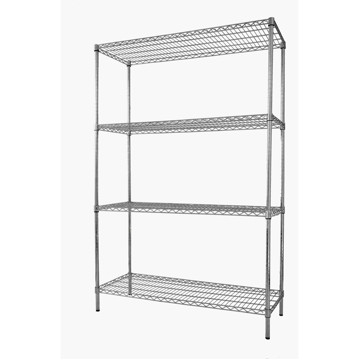 Raft de depozitare cu 4 raft, TECHNICA, 75x45x180 CM, 250 kg/polita, otel inoxidabil, auto-asamblare, rafturi reglabile, inox