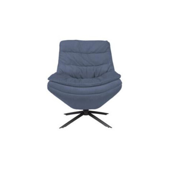 Scaun rotativ Dutchbone Vince, 69x81x85cm, albastru, 46cm adancime, baza metalica