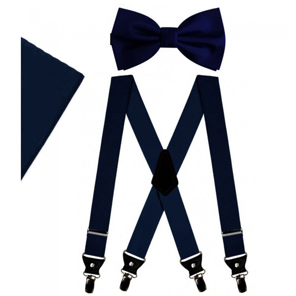 Set bretele, papion, batista, bleumarin