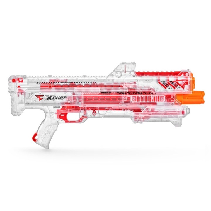 Играчка бластер Xshot, 12 топки, прозрачна, 30 м/с