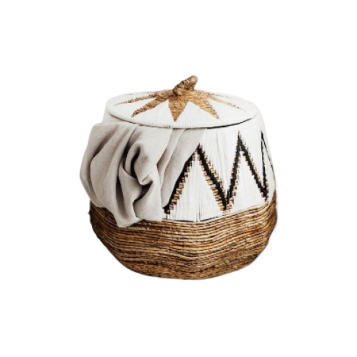 Cos Peru M, Monnarita, frunze de bananier, alb, natural, 30x25x20cm, 45x40x30cm, 48x55x48cm