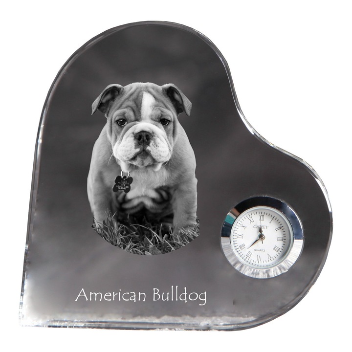 Szív alakú kristály díszóra, fényképpel személyre szabva, 10,6x10,6x1,6cm, elemmel együtt