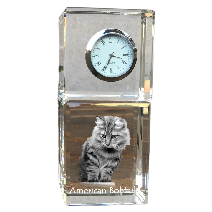 Ceas decorativ, Art-Dog, cristal, personalizat, 14,5x6,5x4cm