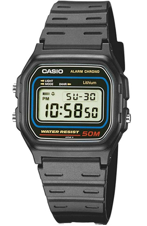 Ceas barbatesc Casio W-59-1VQ, mecanism quartz, negru, 34x36mm, 5 BAR rezistent la apa