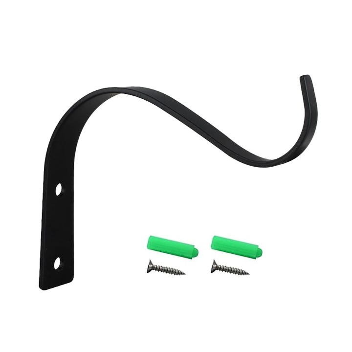 Suport suspendat plante, 4 buc, metal, rustic, negru, 23 cm