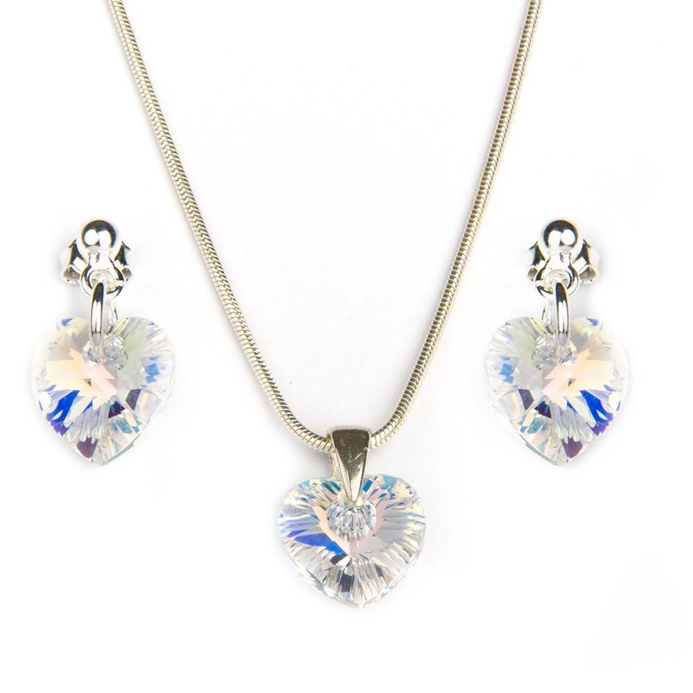 Set Belmondo cercei si medion inima 10 mm cu surub ab argint 925‰