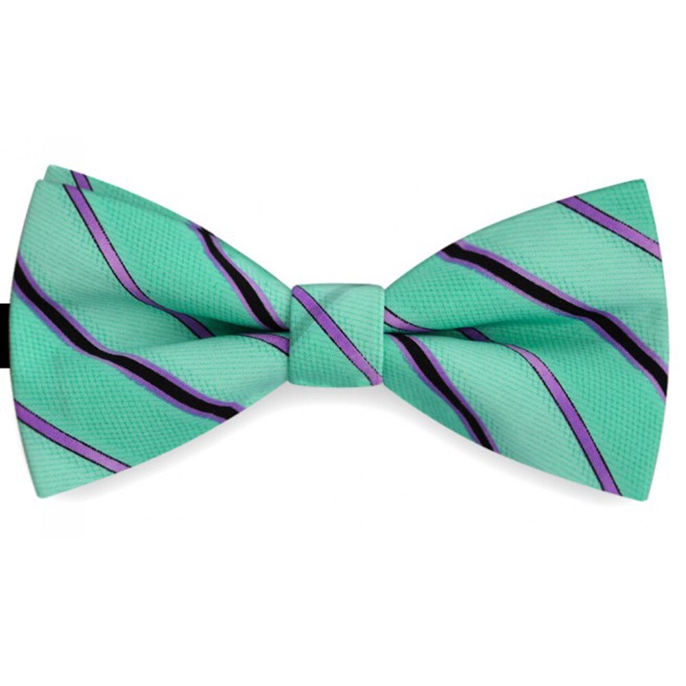 Papion barbati verde, clasic, imprimeu dungi mov