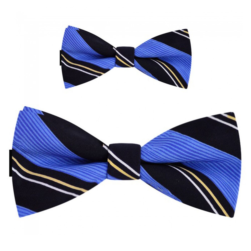 Papioane tata fiu negru, clasic, imprimeu dungi albastru safir