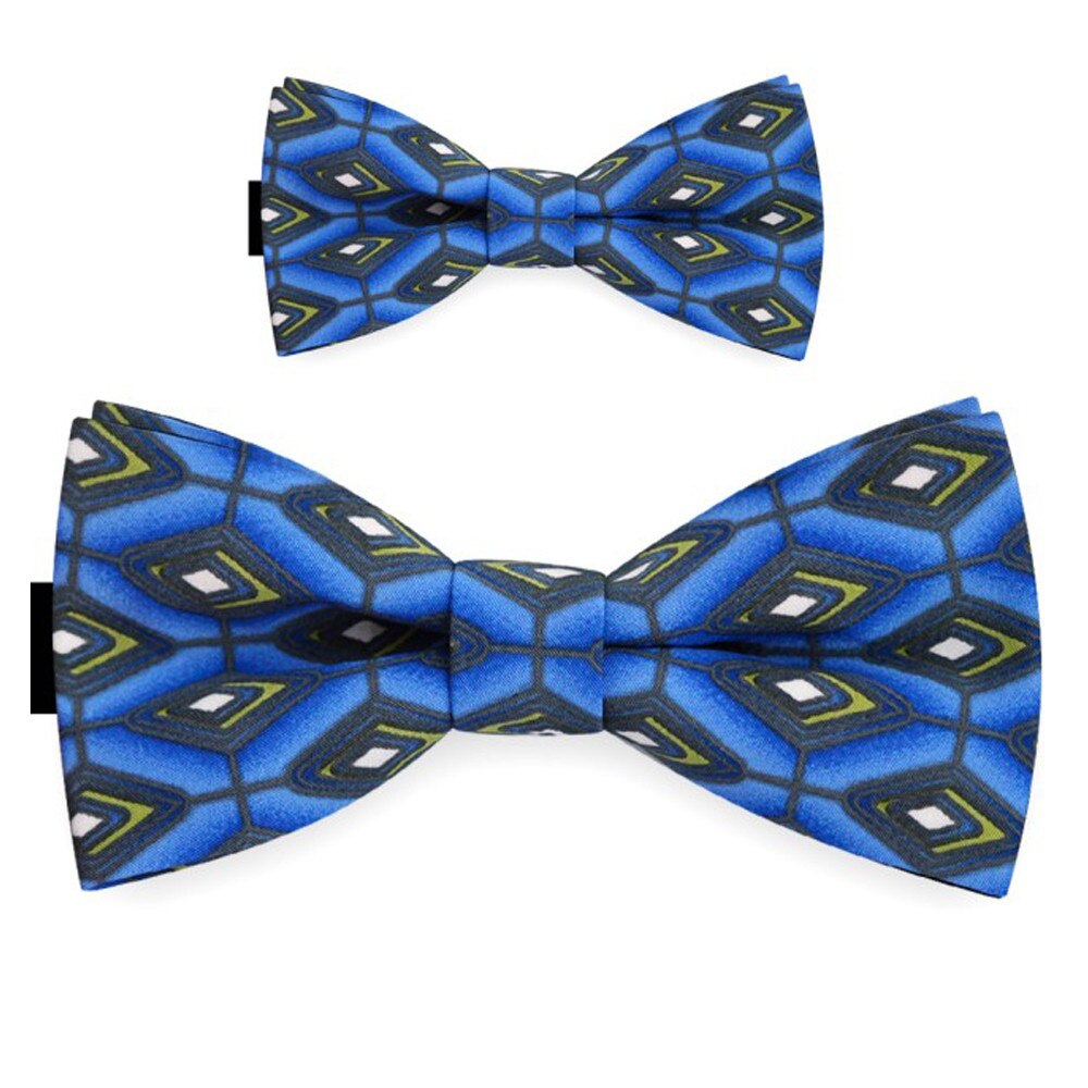 Papioane tata fiu albastru, clasic, model romburi supradimensionate