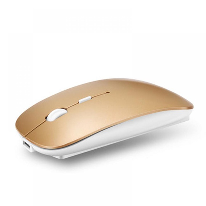 Безжична мишка Zeaicos, двурежимен 2.4G и Bluetooth, ергономична, златна, 110x58x20mm