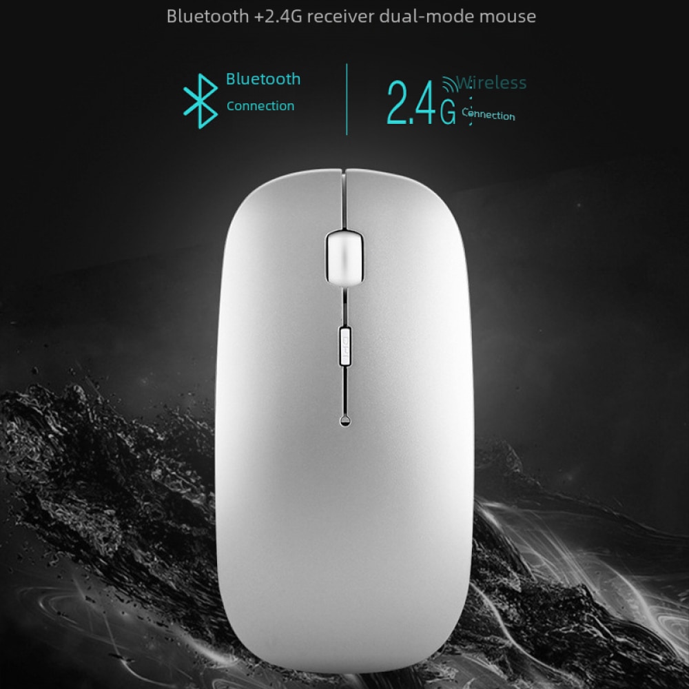 Mouse wireless Zeaicos dual-mode 2.4G si Bluetooth, gri