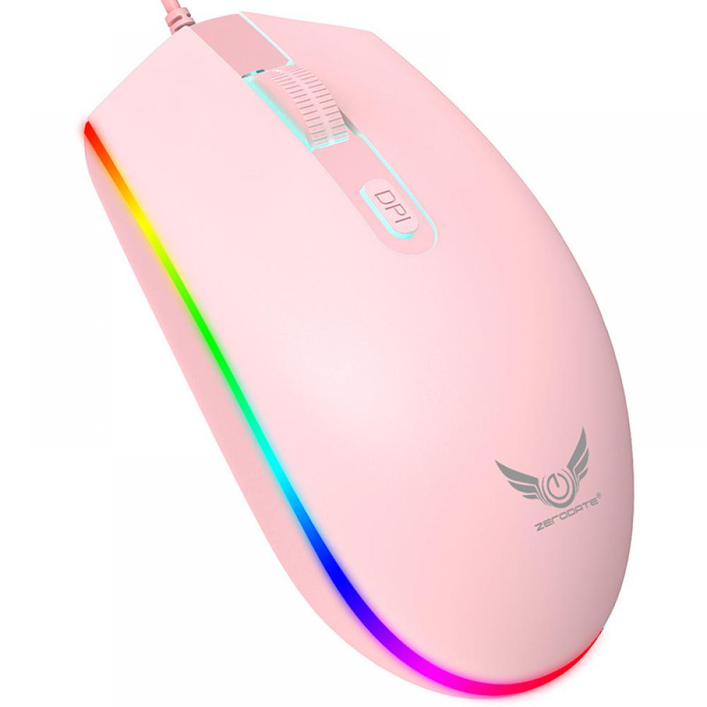 Mouse Zeaicos, RGB, roz, 115x64x38mm - eMAG.ro