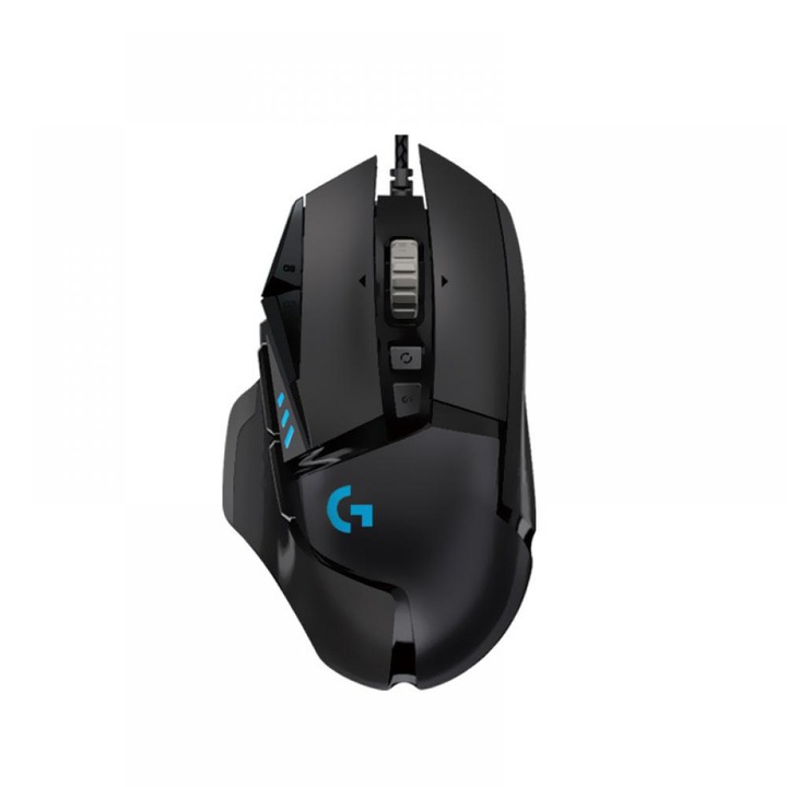 Mouse de gaming cablat Logitech G502 Hero, dimensiune mare, modul greu, compatibil desktop si laptop