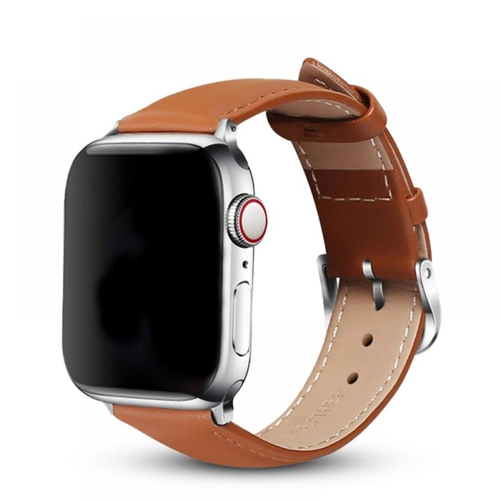 Кожена каишка за Apple Watch, Zeaicos, дизайн с катарама, светлокафяв цвят, размери 38/40/41
