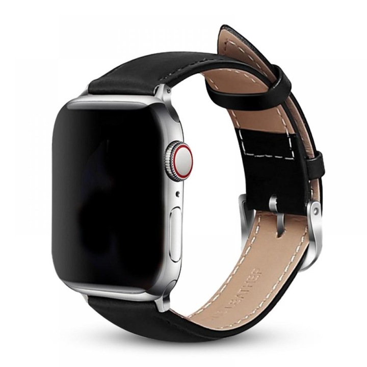 Кожена каишка за Apple Watch, Zeaicos, дизайн с катарама, черна, 38/40/41 мм