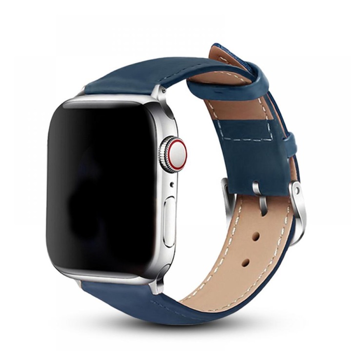 Кожена каишка за Apple Watch, Zeaicos, дизайн с катарама, тъмносин, 38/40/41 мм