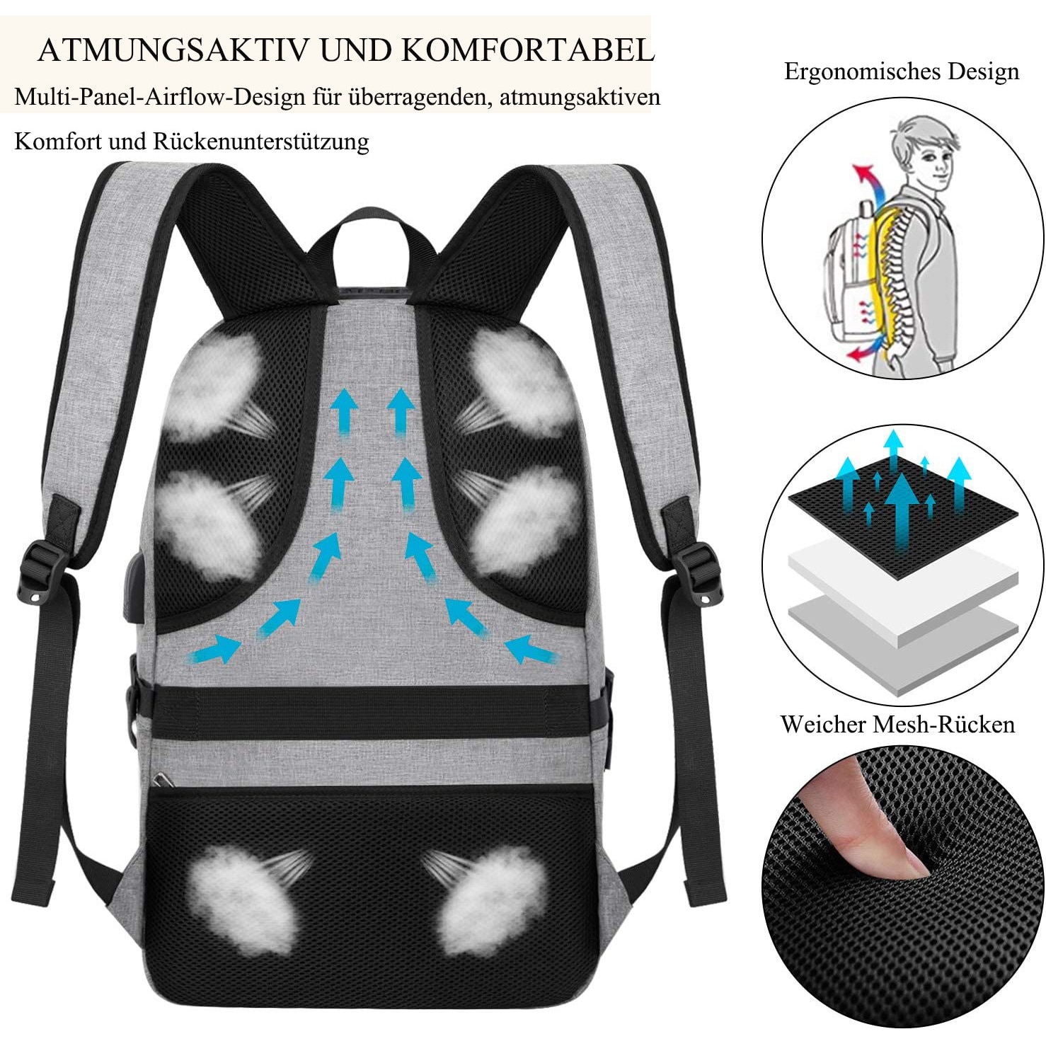 Rucsac laptop Enforose, 16.3 inch, rezistent la apa, cu fermoare metalice, sistem de blocare, culoare abanos