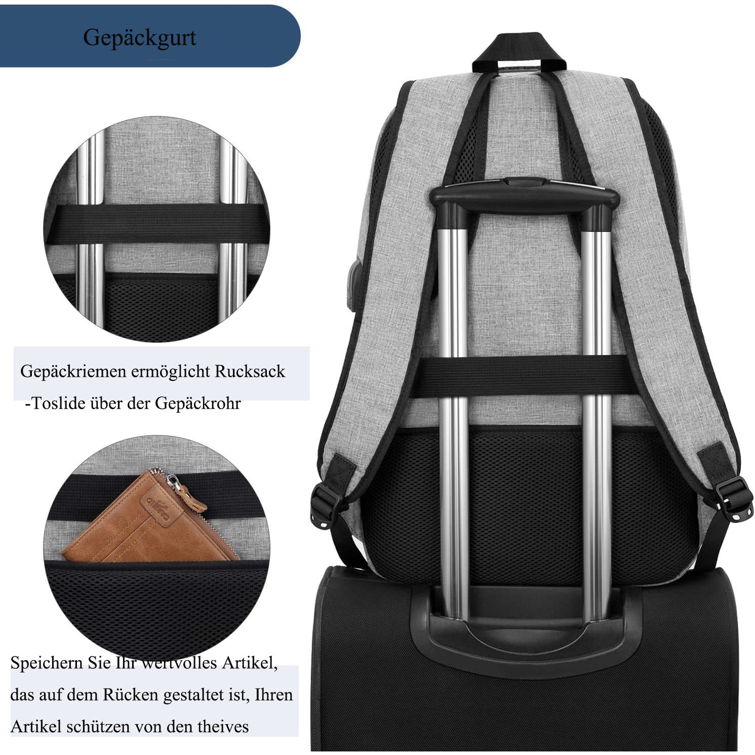 Rucsac laptop Enforose, 16.3 inch, rezistent la apa, cu fermoare metalice, sistem de blocare, culoare abanos