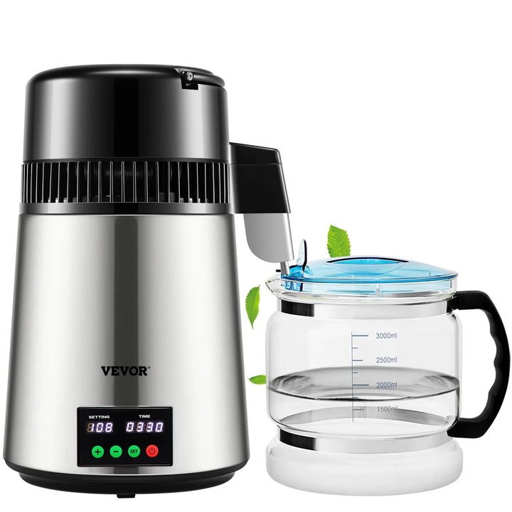 Vízlepárló, 1,1 gal, 0,3 gal/h, hőmérséklet-szabályozás, ezüst