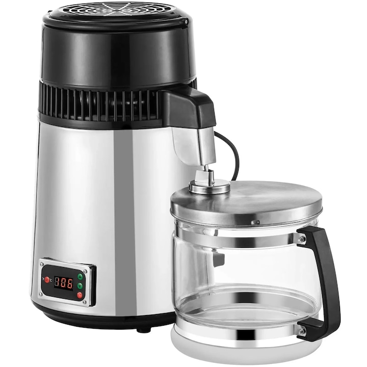 Vízlepárló, desztilláló, 750W, 4L, állítható hőmérsékletű, fekete/ezüst