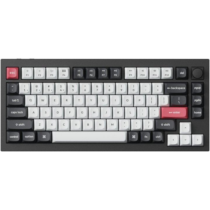 Безжична геймърска клавиатура Keychron Q1 HE QMK, Черен/бял, Wireless