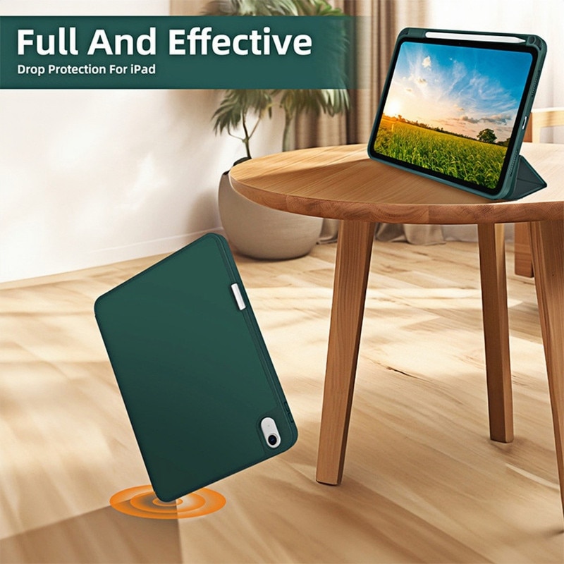 Husa tableta Tri-Fold pentru iPad Air 11" (2024), design polar black, material PC, slot pentru Apple Pencil, protectie socuri