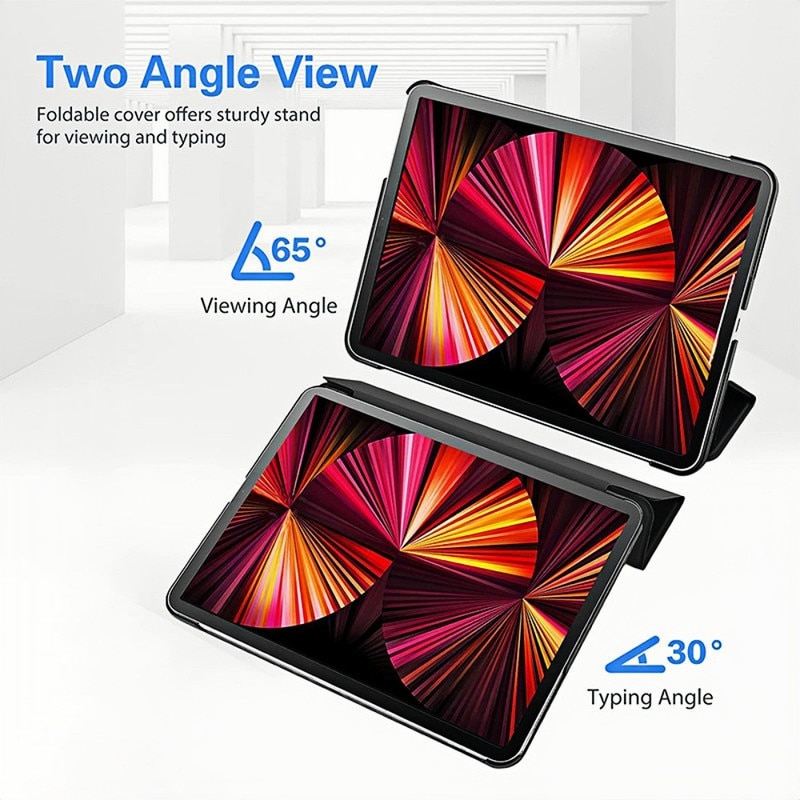 Husa tableta Tri-Fold pentru iPad Pro 11" (2024), roz, material PC, slot pentru Apple Pencil, design subtire