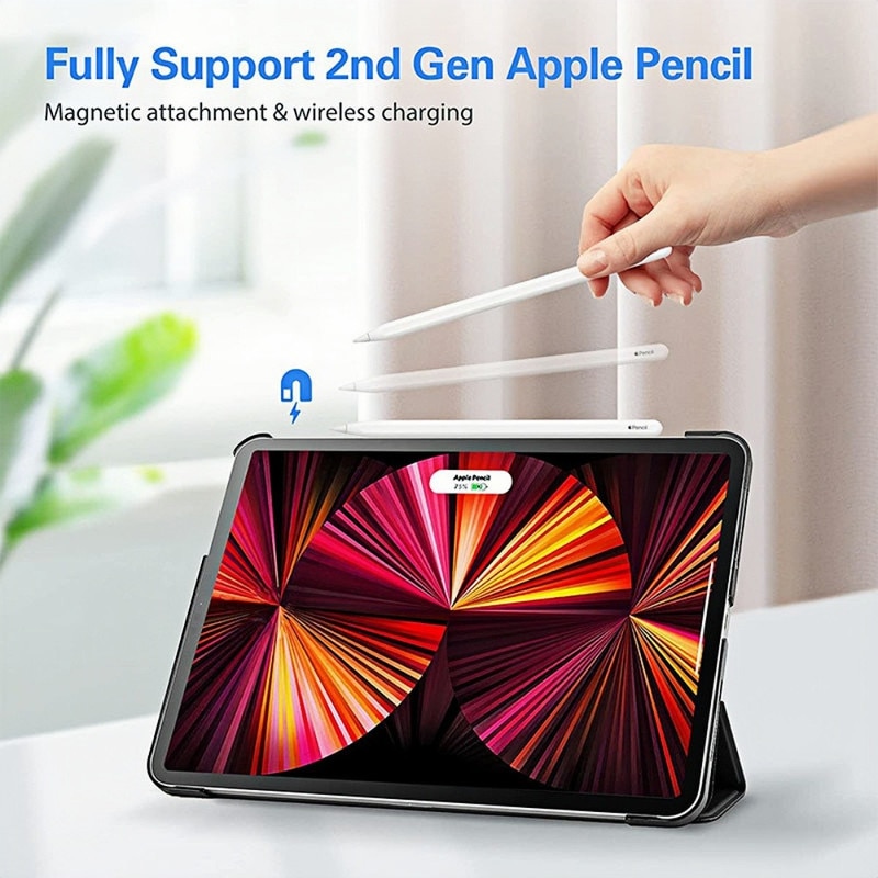 Husa tableta Tri-Fold pentru iPad Pro 11" (2024), design Polar Black, material PC, slot pentru Apple Pencil, protectie socuri