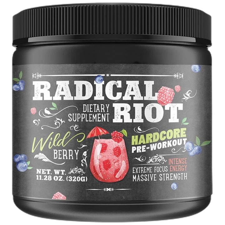 Suplimente nutritie American Supps Radical Riot V3 Hardcore Pre Workout, Fructe de padure, 340 grame