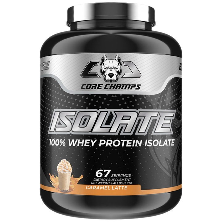 Supliment alimentar, Core Champs de Kai Greene 100% izolat din zer, Latte-Caramel, 2000 grame