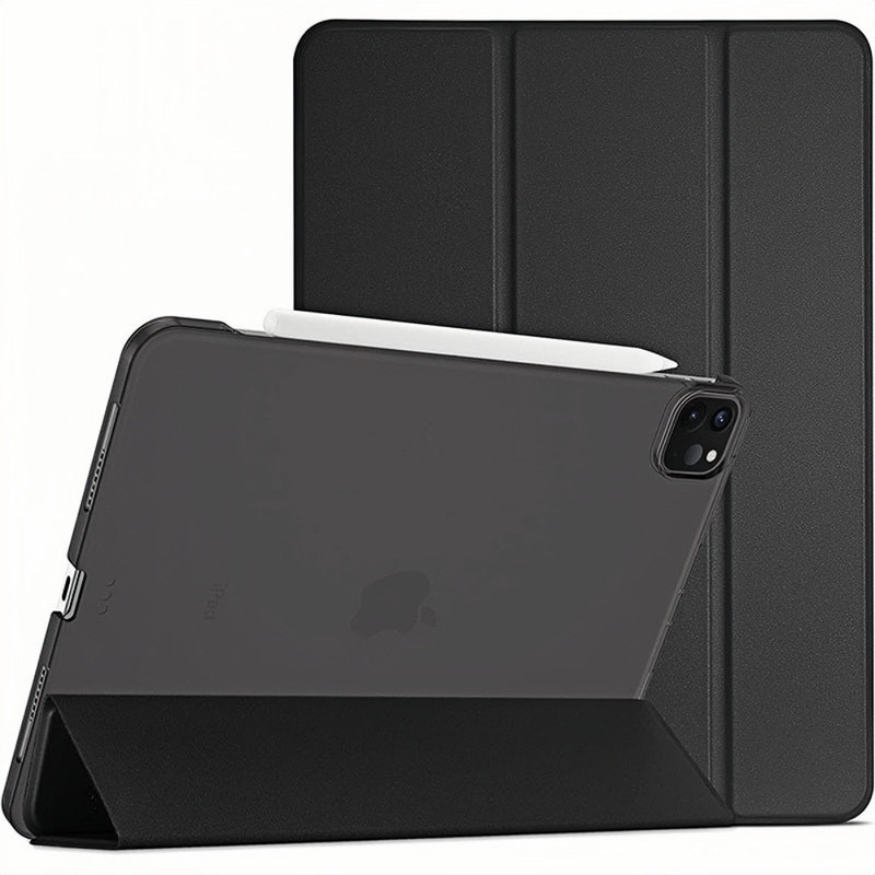 Husa tableta Tri-Fold pentru iPad Pro 11" (2024), design Polar Black, material PC, slot pentru Apple Pencil, protectie socuri