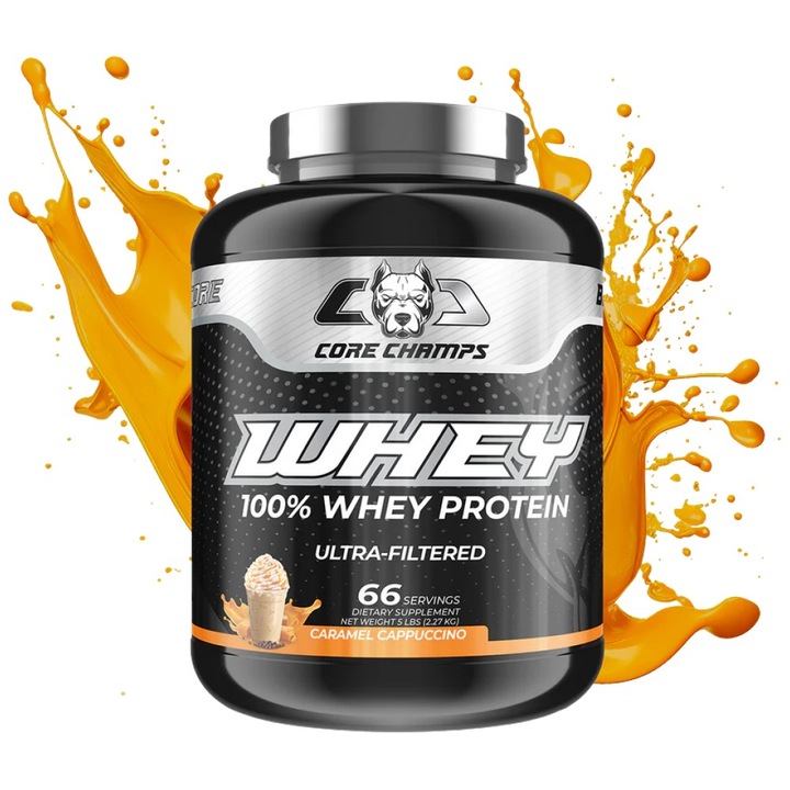 Supliment alimentar Core Champs de Kai Greene Whey Protein 100% Ultra Filtered Whey, Caramel-Cappuccino, 2270 grame