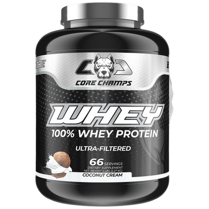 Supliment alimentar Core Champs de Kai Greene Whey Protein 100% Ultra Filtered Whey, Lapte de cocos, 2270 grame