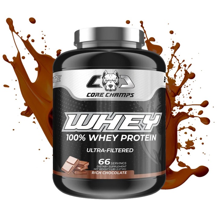 Supliment alimentar Core Champs de Kai Greene Whey Protein 100% Ultra Filtered Whey, Ciocolata, 2270 grame