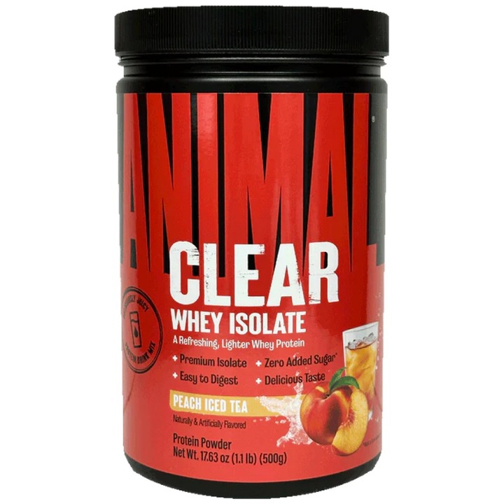 Supliment alimentar, Universal Animal, Clear Whey Isolate, aroma cu Piersici, 500 g