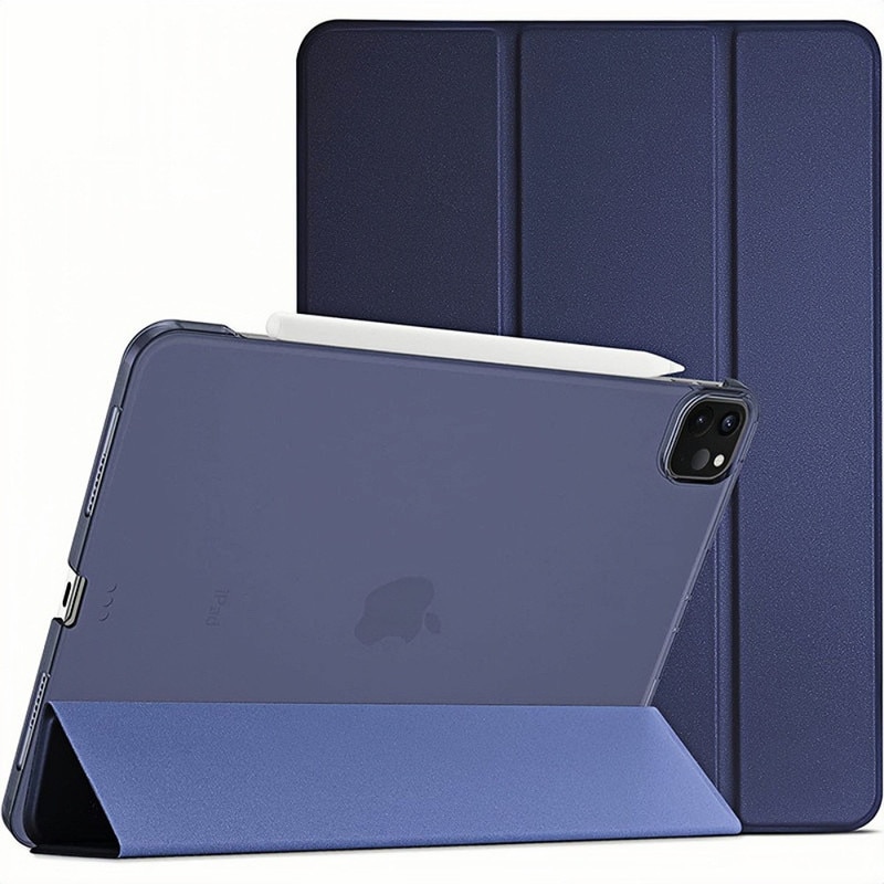 Husa tableta Tri-Fold pentru iPad Pro 11" (2024), design slim, protectie socuri, albastru inchis
