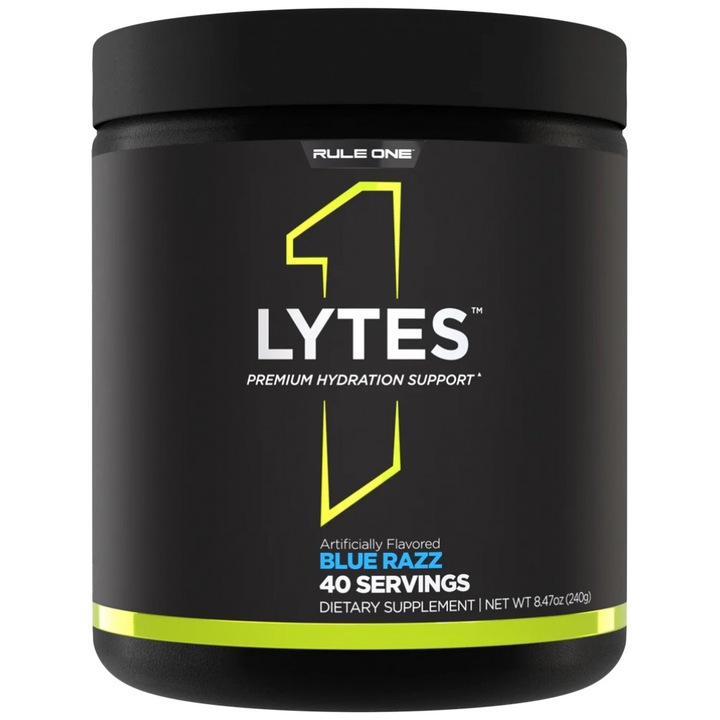 Supliment alimentar Rule1 Lytesplus Premium Electrolyte Replenishment Support cu Citrulina si Taurina, Zmeura Albastra, 220 grame