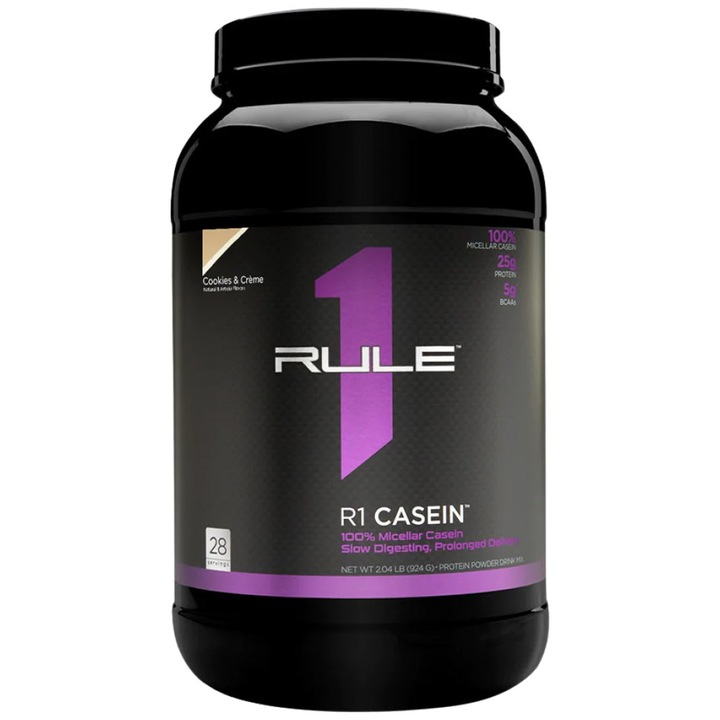 Supliment alimentar Rule1 R1 Casein Premium Micellar Casein, Biscuiti cu crema, 924 grame